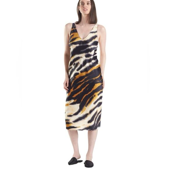 Natori Serengeti Animal Print Nightgown Size XL Black Brown Cream